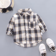 Camisa para niños, ropa, blusas, Tops de algodón a cuadros para niños de 1 a 4 años, camisa de manga larga