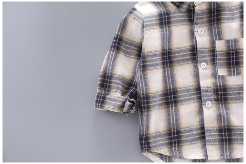 Kids Shirt Clothes Blouses Infant Boy Plaid Cotton Tops 1-4 Years Kids Long Sleeves Shirt