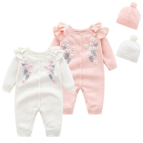 Kids New Girl Embroidery Rompers + Hat Baby Girl Newborn Clothes Baby Girl Rompers