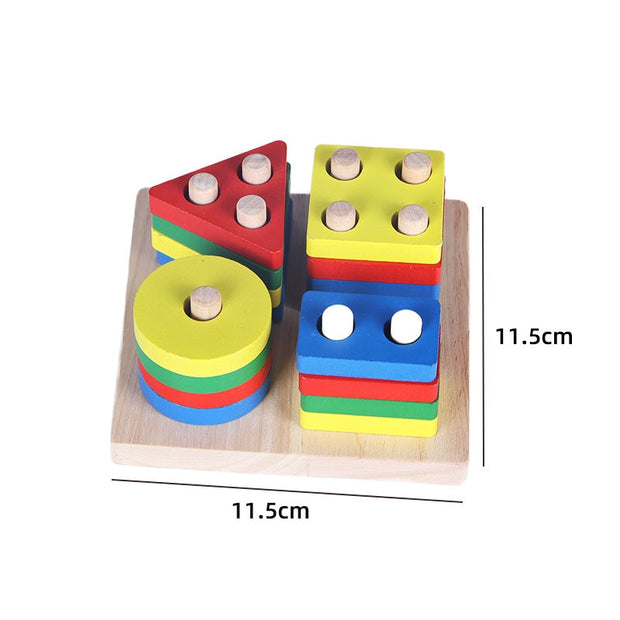 Wooden Puzzles Kids Montessori Toys Graphic Cartoon Colorful Early Enlightenment Learning Toy Animal Shape Puzzle