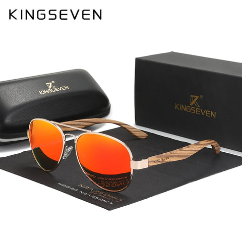 KINGSEVEN New Photochromic Pilot Sunglasses Men Polarized UV400 Fashion Sunglass Mirror Wood sun glasses Driving oculos