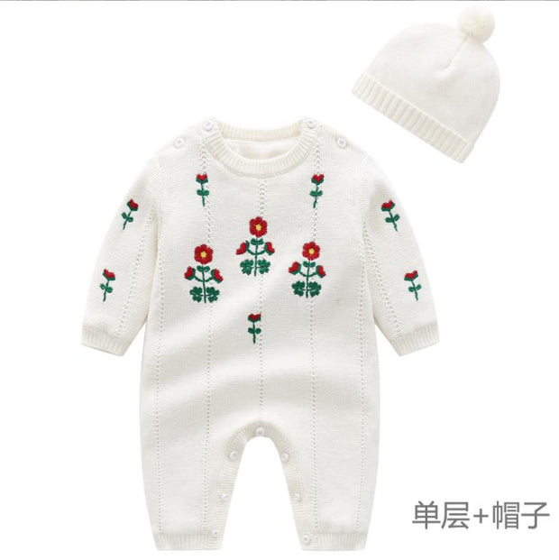 Kids New Girl Embroidery Rompers + Hat Baby Girl Newborn Clothes Baby Girl Rompers