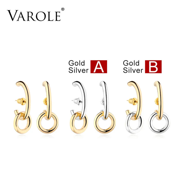 Simple Geometric Circle Stud Earrings Fashion Gold Color Anti-Allergy Earings For Women Ear Jewelry