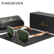 KINGSEVEN New Photochromic Pilot Sunglasses Men Polarized UV400 Fashion Sunglass Mirror Wood sun glasses Driving oculos