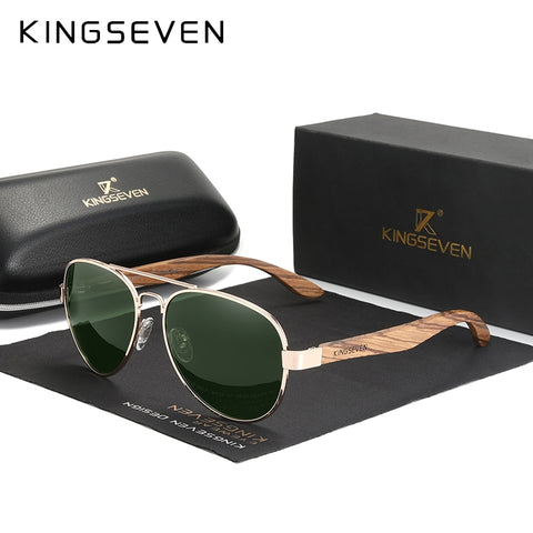 KINGSEVEN nuevas gafas de sol fotocromáticas piloto polarizadas UV400 gafas de sol de moda espejo gafas de sol de madera gafas de conducción