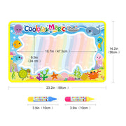 Magic Water Painting Drawing Mat & 2 Pens Doodle Board Coloring Books for Kids Children Educational Toys