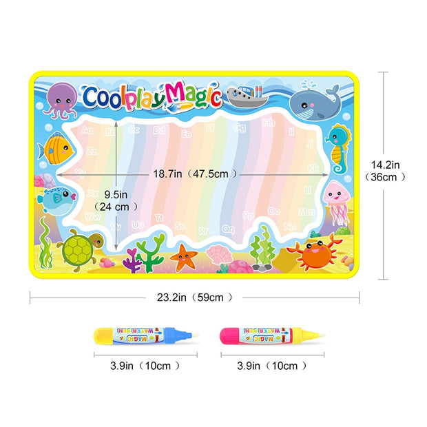 Magic Water Painting Drawing Mat & 2 Pens Doodle Board Coloring Books for Kids Children Educational Toys