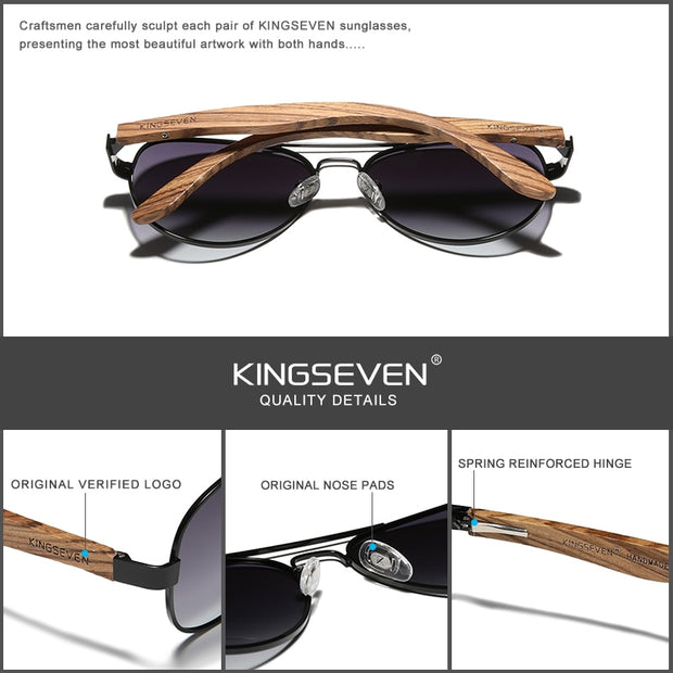 KINGSEVEN New Photochromic Pilot Sunglasses Men Polarized UV400 Fashion Sunglass Mirror Wood sun glasses Driving oculos