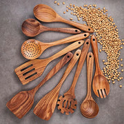 Kitchen Utensils Special Treated Natural Teak Wood for Everyday Cooking 5-9Psc Set