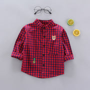 Camisa para niños, ropa, blusas, Tops de algodón a cuadros para niños de 1 a 4 años, camisa de manga larga