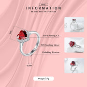 100% Real 925 Sterling Silver Red Heart Ring 5A CZ Zirconia Wedding Jewelry for Women