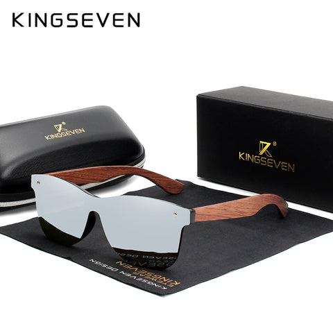 KINGSEVEN Gafas de sol de madera natural Hombres Polarizados Moda Madera original