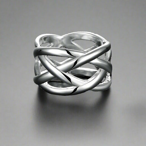 925 Sterling Silver Intertwined Ring For Women Fashion Charm Jewelry