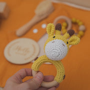 1Set Baby Bath Toy Set Towel Wooden Rattle Bracelet Crochet Products Newborn Bed Bell