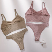 Bra Set Thong Panties and Bra Sexy Lingerie Set Wire Free Brassiere Seamless Bra.