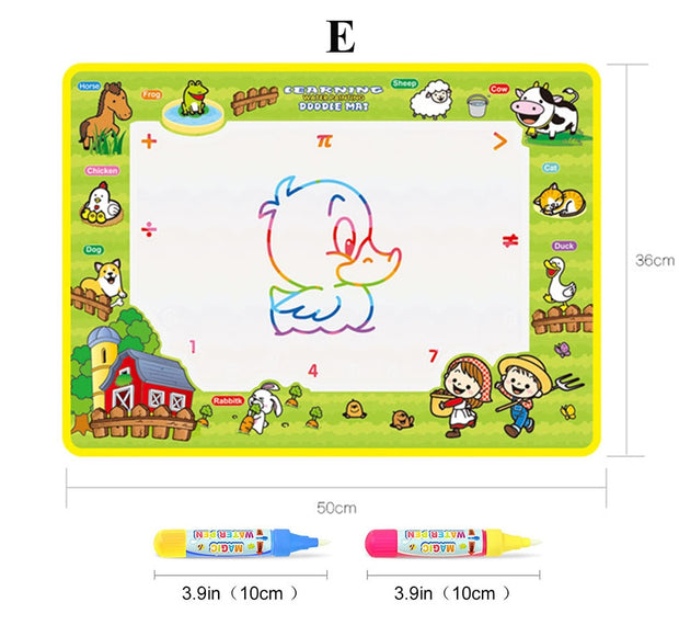 Magic Water Painting Drawing Mat & 2 Pens Doodle Board Coloring Books for Kids Children Educational Toys