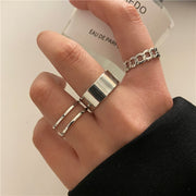 Gold Color Rings Set for Women Girls Punk Geometric Simple Finger Rings Trend Jewelry