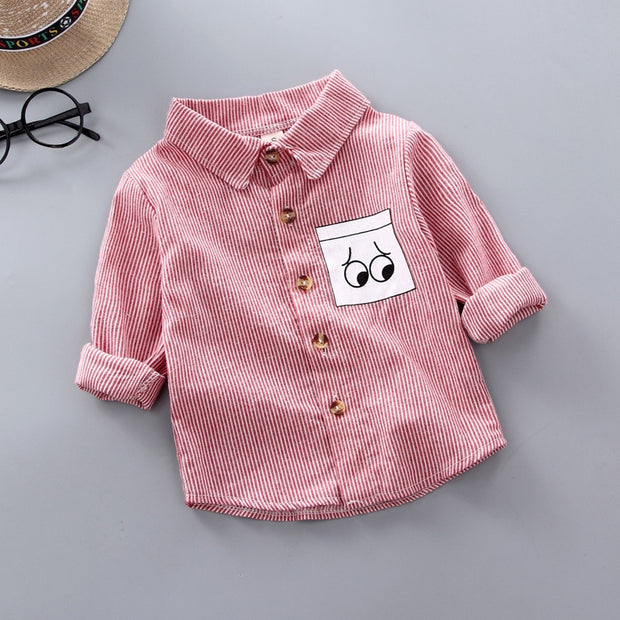 Shirts for Boys Long Sleeve Striped Print Shirts Kids Tops Shirts.