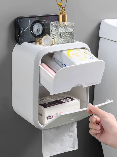 Wall-Mounted Waterproof Toilet Rack Tissue Box For Bathroom