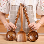 Non-Stick Special Treated Teak and Rosewood Wooden Turner Spatula High Temperature Resistant