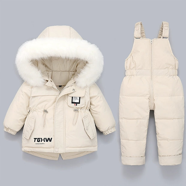 Children Coat Jacket-Jumpsuit Kids Toddler Girl Boy Clothes 2pcs Winter Outfit Suit Warm Baby Overalls Clothing Sets