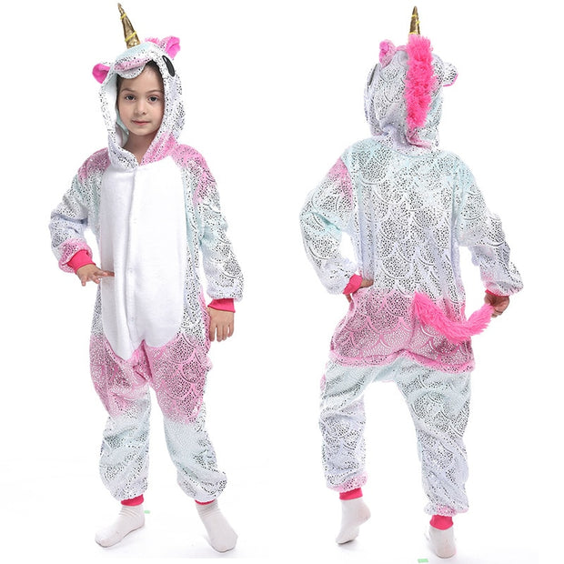 Pijamas de unicornio para niños, pijama de Cosplay de animales de dibujos animados para niño y niña, ropa de dormir con capucha de unicornio y Panda de Anime para niños