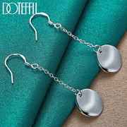 DOTEFFIL 925 Sterling Silver Smooth Long Drop Earrings for Woman Fashion Charm Jewelry