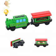 Juego de juguetes de tren eléctrico para niños, juguete con ranura fundida a presión, apto para vías de tren de madera estándar