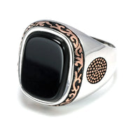 Real Pure Men's Rings Silver s925 Turkish Rings For Men With Natural Black Onyx Stones Jewelry