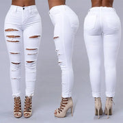 New Elastic Women's Jeans Ripped Fashion Streetwear Skinny Denim Pencil Pants