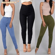 Women Jeans Fashion Solid Sexy Fitness High Waist Trousers Skinny Fashion Clothing