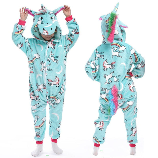 Children Unicorn Pajamas Boy and Girl Cartoon Animal Pajama Sleepwear Hoodie