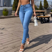 Skinny Jeans Hight Quality Slim-fitting Full-Length Mid-Waist Denim Pants for Women