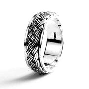 Rotatable Mens Rings Vintage Punk Hemp Rope Design Real 925 Sterling Silver Fine Jewelry