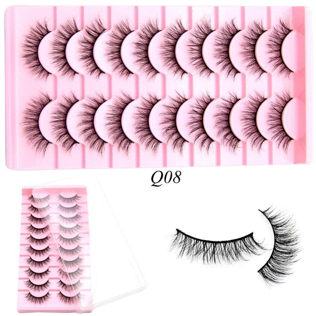 10 Pairs Mink Lashes Make Up Faux Mink Lashes Hand Made Eyelashes Reusable Eyelash Crisscross Q01