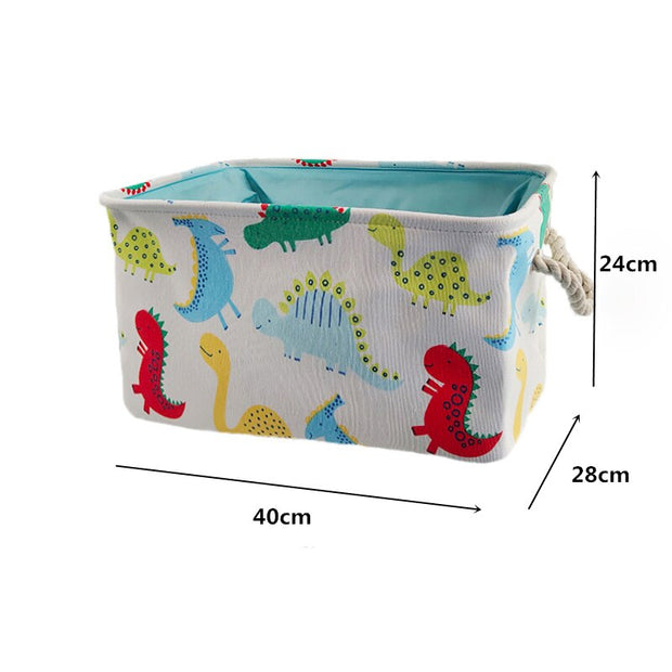 Foldable Storage Basket Cartoon Dinosa Kids Toys Canvas Storage Basket Dirty Clothes Laundry Container Barrel Home Organizer