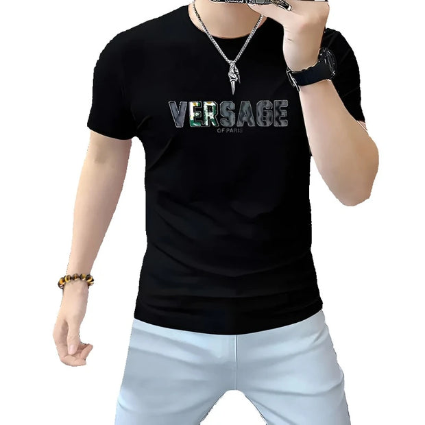 Men's T-shirt Fashionable High Quality Silk Cotton Summer Comfortable Versatile Slim Fit