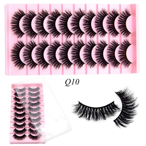 10 Pairs Mink Lashes Make Up Faux Mink Lashes Hand Made Eyelashes Reusable Eyelash Crisscross Q01