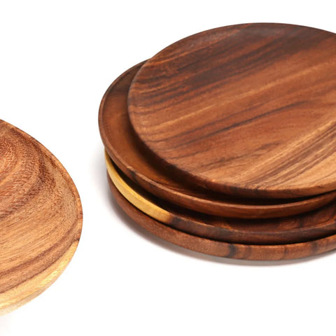 Serving Plates Dinnerware Round Centerpiece Tableware High Quality Wood