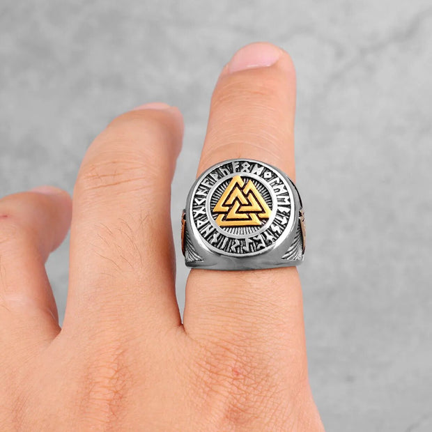 Nordic Mythology Viking Odin Stainless Steel Men's Rings Jewelry