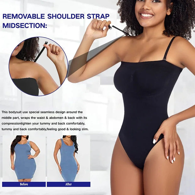 Bustier Top Strapless Bodysuit Women Shapewear Tummy Control Body Shaper Waist Trainer