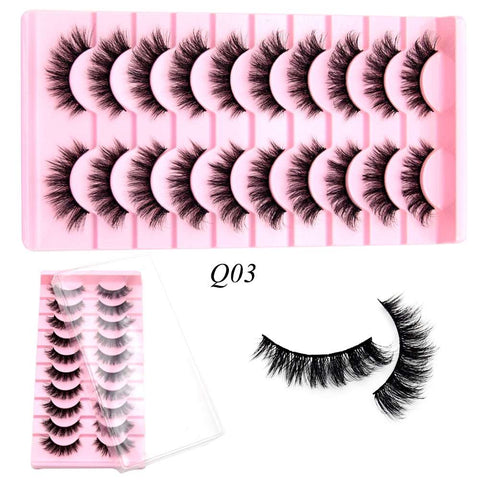 10 Pairs Mink Lashes Make Up Faux Mink Lashes Hand Made Eyelashes Reusable Eyelash Crisscross Q01