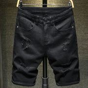 New Men's Simple Jeans Shorts Street Wear Fashionable Ripped Knee-length