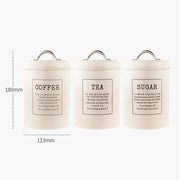 Decor Lid Set of 3 Metal Storage Jars Canister Bin Pot Kitchen Container