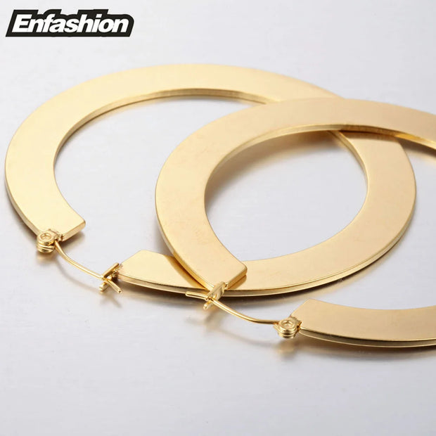 Large Hoop Earrings Matte Gold color Stainless Steel Circle for Women Jewelry