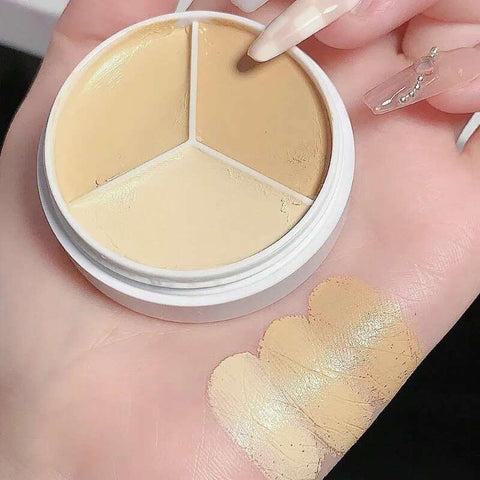 3 Colors Contour Concealer Palette with Brush Moisturizing Full Coverage Acne Spot Dark Circles Concealer Cream Makeup Cosmetics