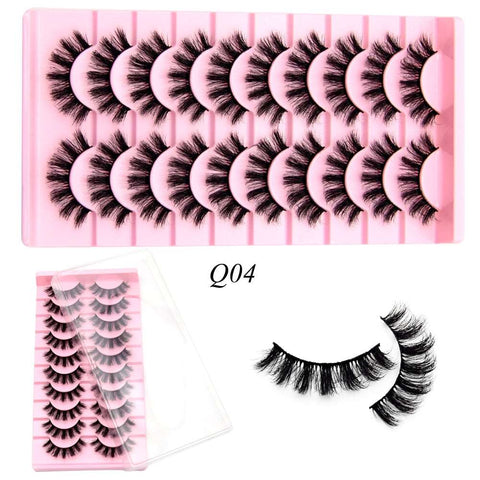 10 Pairs Mink Lashes Make Up Faux Mink Lashes Hand Made Eyelashes Reusable Eyelash Crisscross Q01