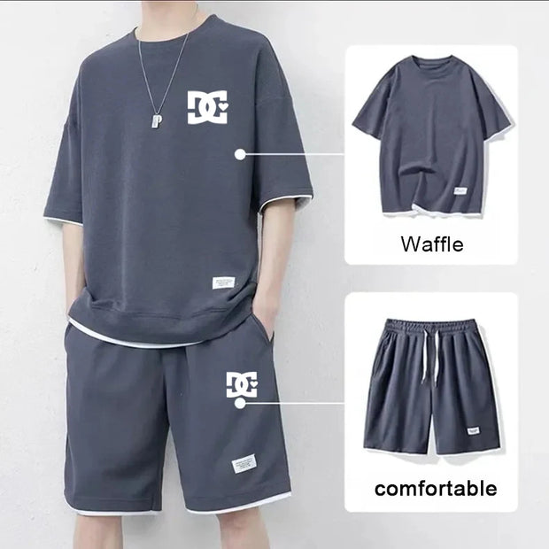 Two Piece Set Casual T-Shirt and Shorts Men's Fashion Street Wear