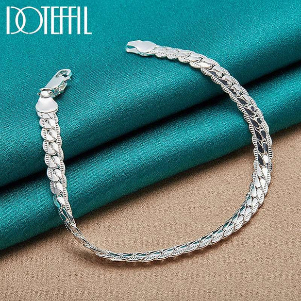 925 Sterling Silver 6mm Side Chain 16/18/20/22/24 Inch Necklace For Woman Men Fashion Wedding Engagement Jewelry Gift