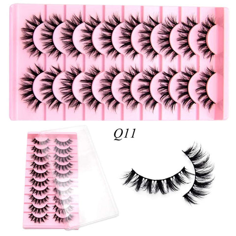 10 Pairs Mink Lashes Make Up Faux Mink Lashes Hand Made Eyelashes Reusable Eyelash Crisscross Q01